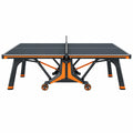 Mesa de ping pong 274 x 152.5 x 76 cm de acero negro y naranja plegable con ruedas