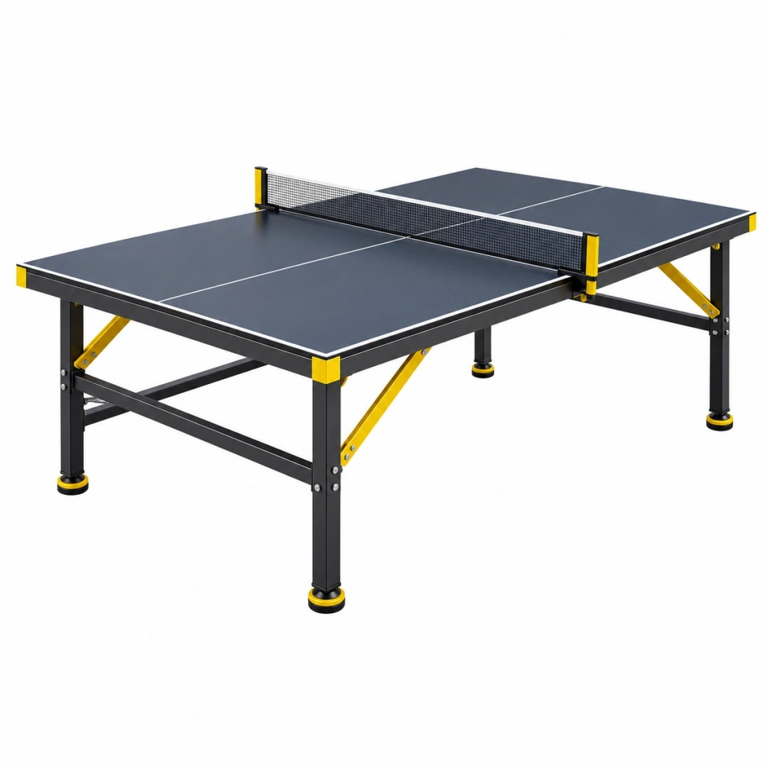 Mesa de tenis de mesa 274 x 152.5 x 76 cm negra y amarilla con estructura metálica para interior
