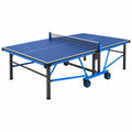 Mesa de tenis de mesa 274 x 152.5 x 76 cm plegable azul con estructura de acero y ruedas