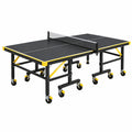 Mesa de tenis de mesa 274 x 152.5 x 76 cm de acero negro y amarillo plegable con ruedas