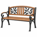 Banco de jardín 120 x 60 x 90 cm de metal y madera marrón negro decorativo